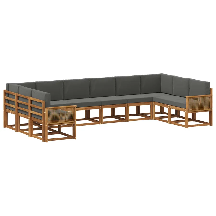 Ensemble de canapés d'extérieur 10 pcs Naturel et Anthracite - 2