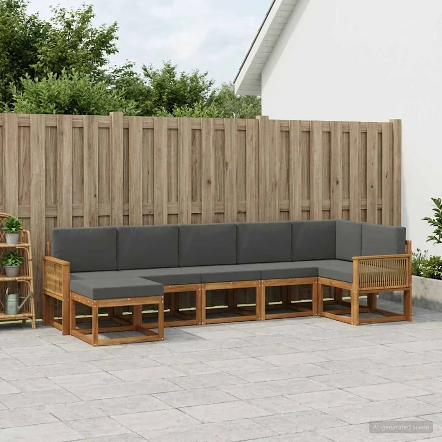 Ensemble de canapés d'extérieur 7 pcs Naturel et Anthracite