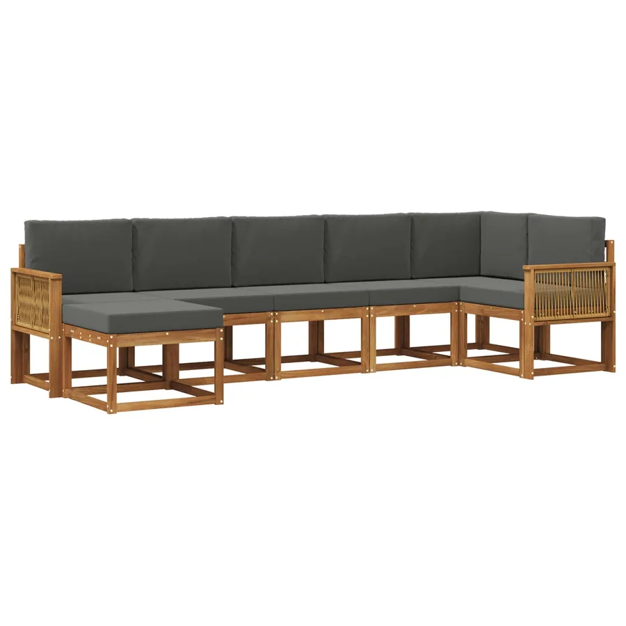 Ensemble de canapés d'extérieur 7 pcs Naturel et Anthracite - 2