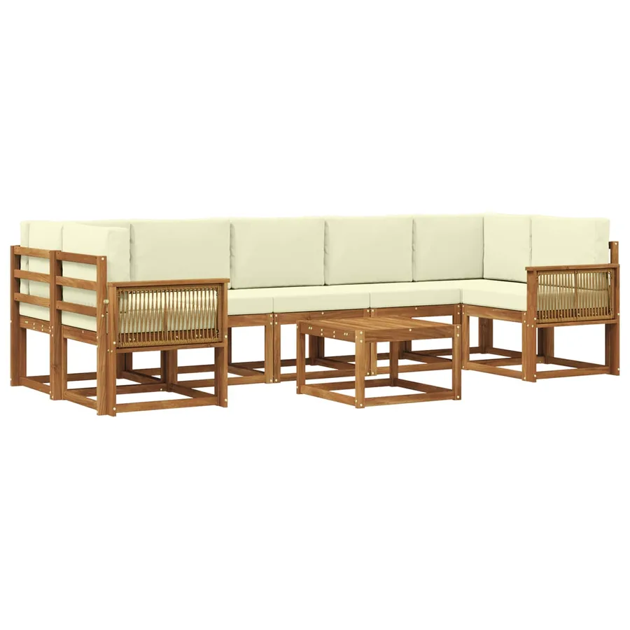Ensemble de canapés d'extérieur 8 pcs Naturel et Crème - 2