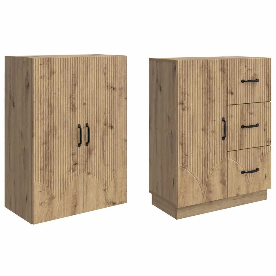 Ensemble de Meubles 2 pc Chêne artisanal Bois d'ingénierie - 4