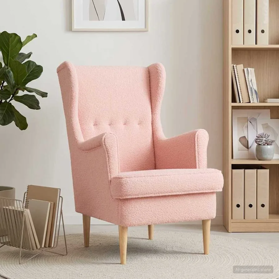 Fauteuil Rose Bouclé