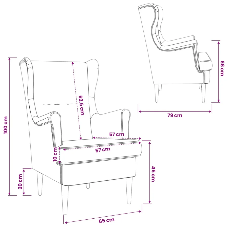 Fauteuil Rose Bouclé - 10