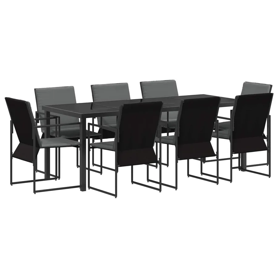 Ensemble de salle à manger pour jardin 9 pcs Noir et anthracite - 2