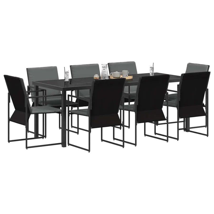 Ensemble de salle à manger pour jardin 9 pcs Noir et anthracite - 3