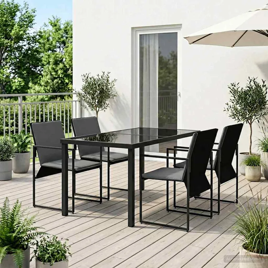 Ensemble de salle à manger pour jardin 5 pcs Noir et anthracite