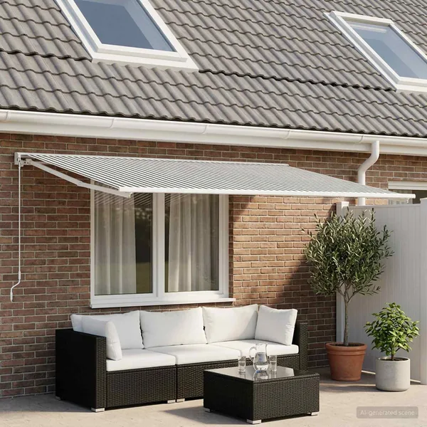 Toile de rechange pour auvent Anthracite et blanc 350 x 200 cm
