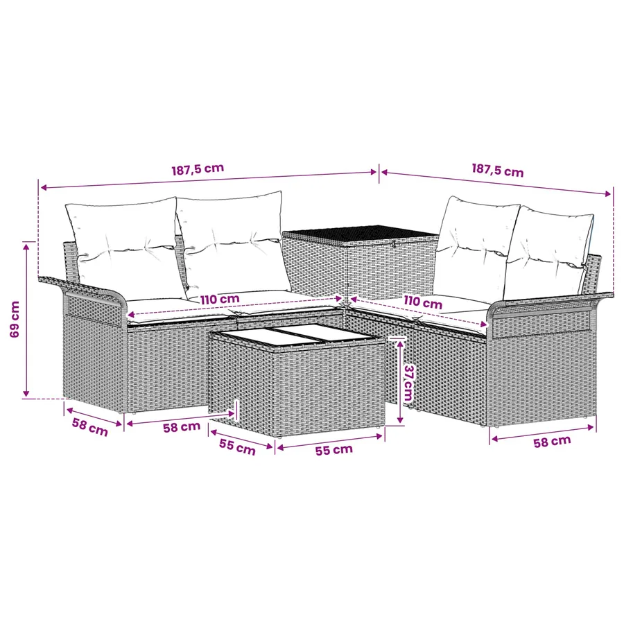 Ensemble de Canapés 6 pcs 4-Nombre de places - 10