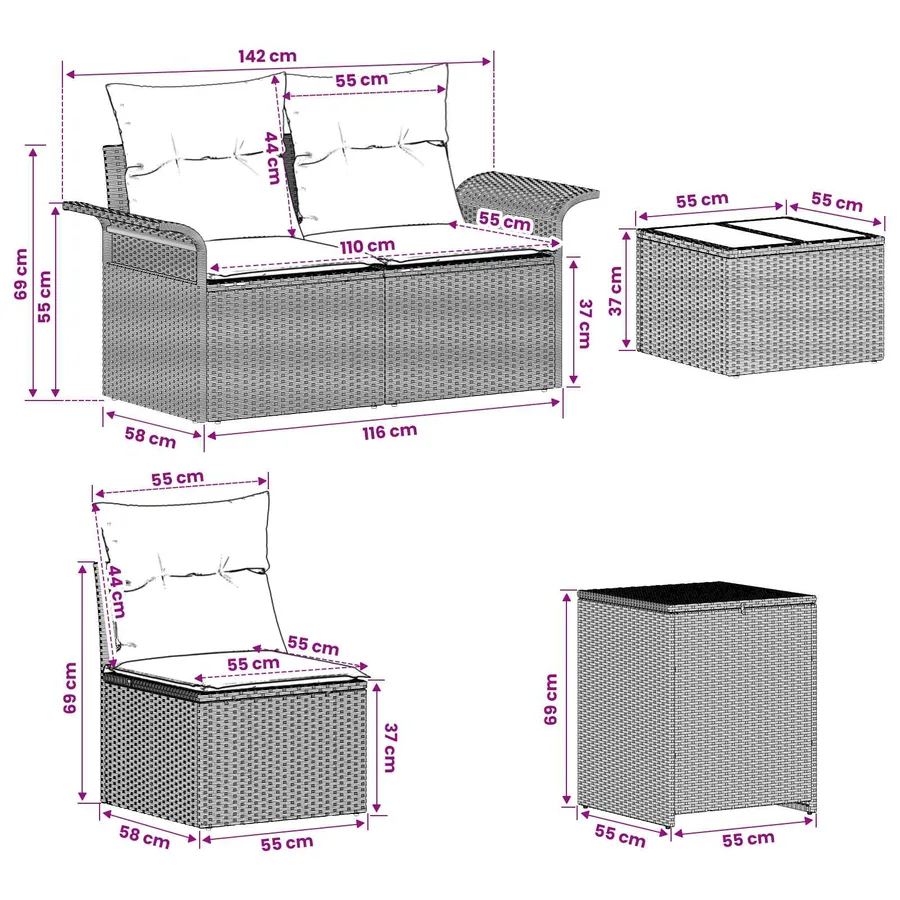 Ensemble de Canapés 6 pcs 4-Nombre de places - 11