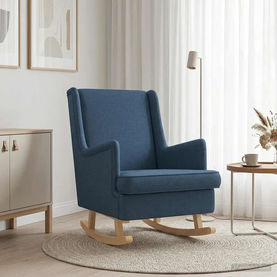 Chaise à bascule Bleu 62 x 80 x 85 cm tissu - 3