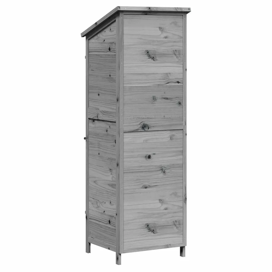 Abri de jardin Gris 59,5 x 56 x 176,5 cm Bois de Sapin Massif - 7
