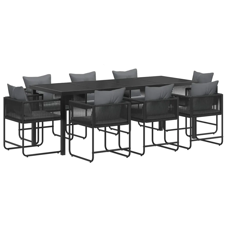 Ensemble de salle à manger pour jardin 9 pcs Noir et anthracite - 2