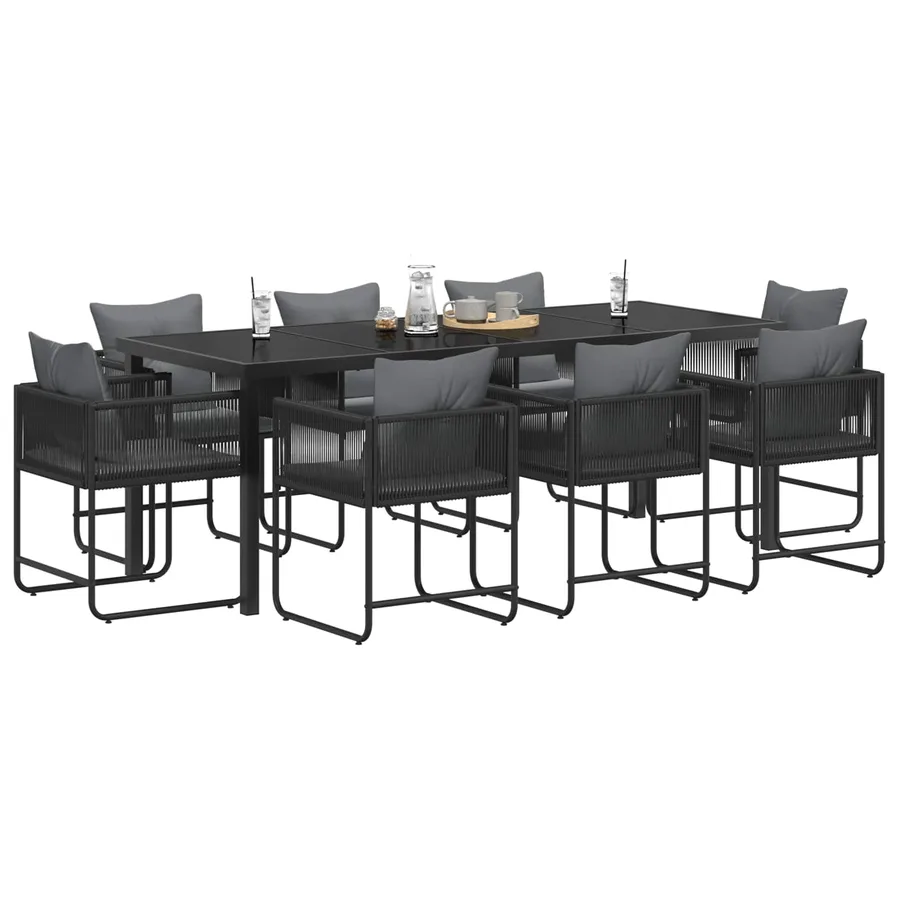 Ensemble de salle à manger pour jardin 9 pcs Noir et anthracite - 3