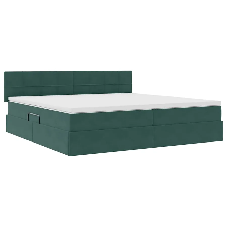 Lit de Rangement Vert foncé 200 x 200 cm Velours - 5
