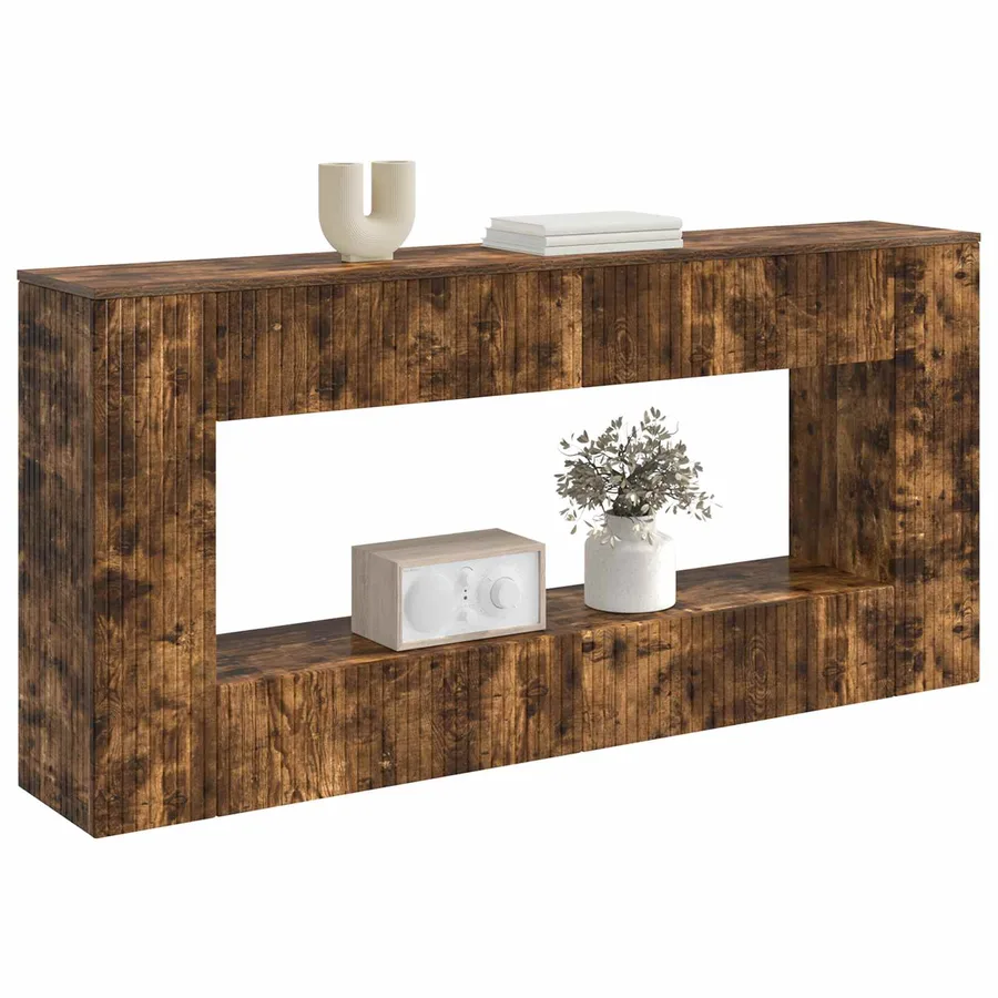 Table console Chêne Fumé 155 x 29 x 74 cm Bois d’ingénierie - 3