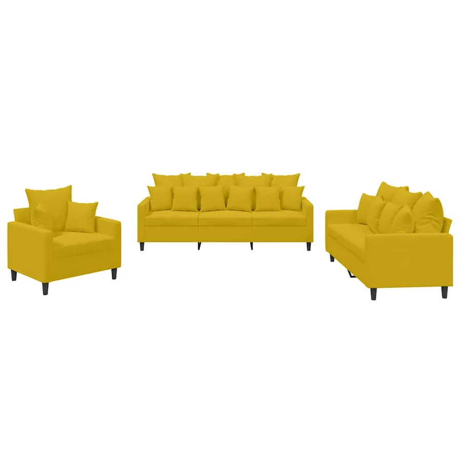Ensemble de canapés 3 pcs avec coussins Jaune Velours - 2