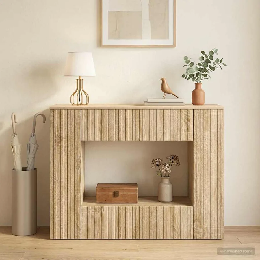 Table console Chêne Sonoma 101 x 29 x 74 cm Bois d’ingénierie - 4