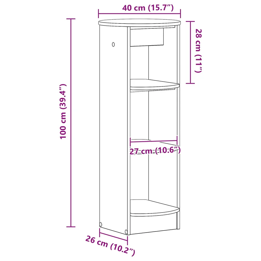 Meuble d'appoint Blanc Brillant 40 x 40 x 100 cm - 8