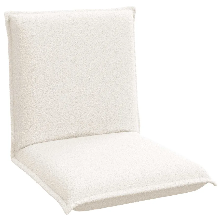 Fauteuil de sol ajustable Crème Tissu en laine de mouton - 2