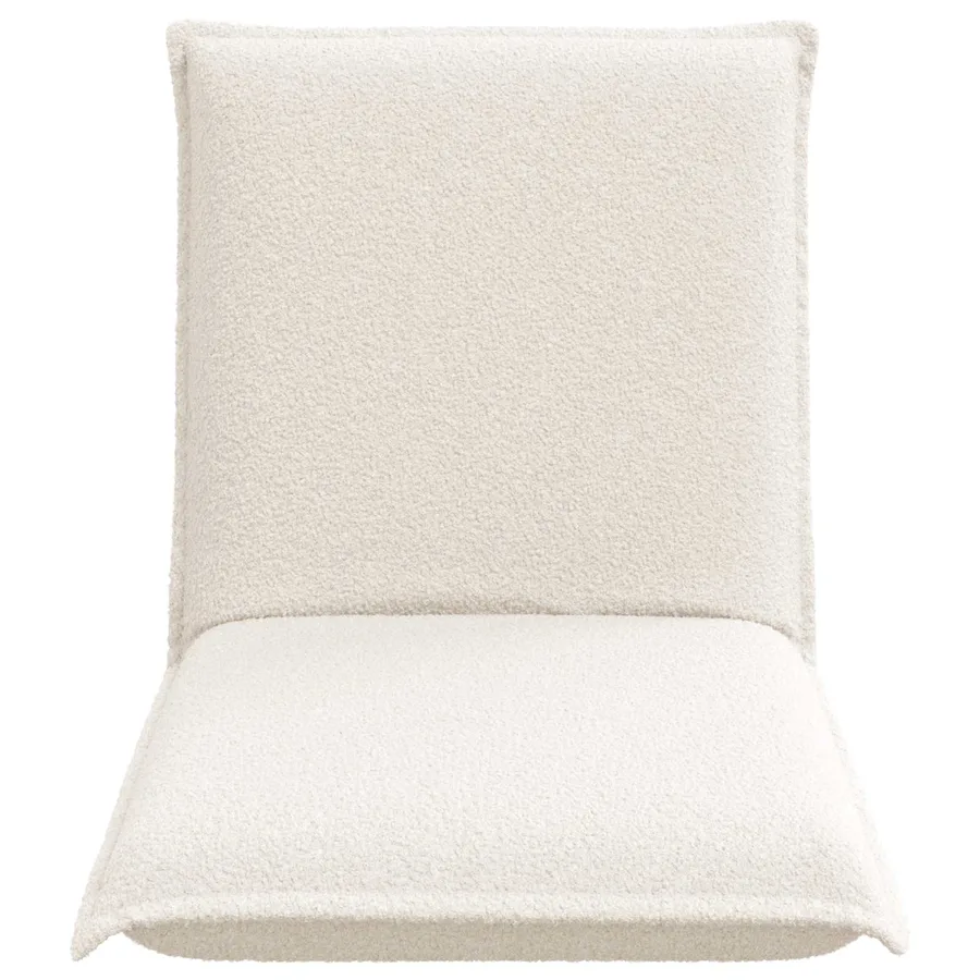 Fauteuil de sol ajustable Crème Tissu en laine de mouton - 4