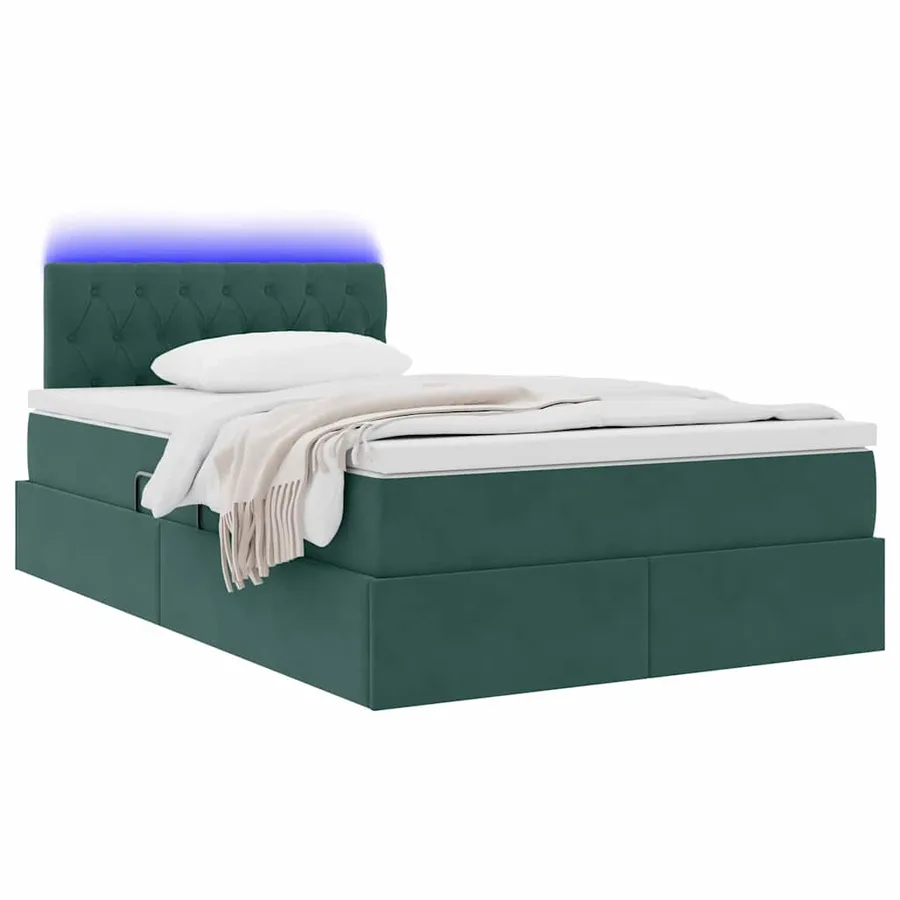 Lit de rangement LED avec matelas Vert foncé 120 x 190 cm - 3
