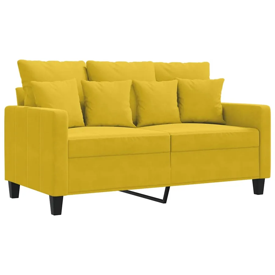 Canapé à 2 places Jaune 120 cm Velours - 2
