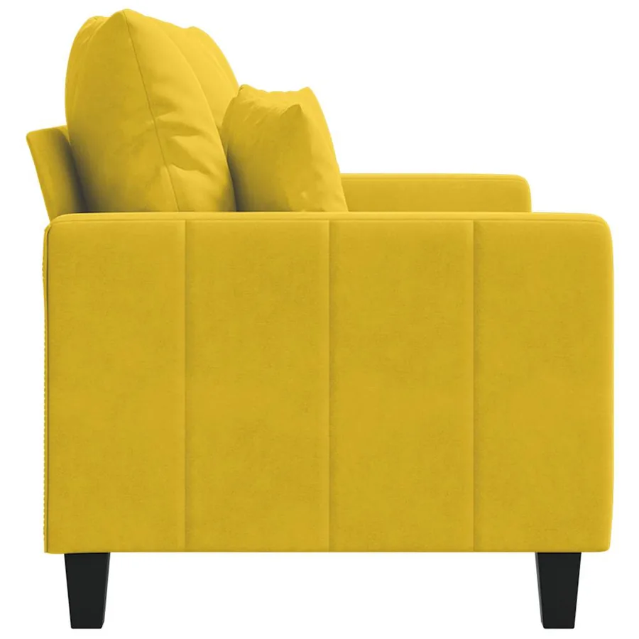 Canapé à 2 places Jaune 120 cm Velours - 5