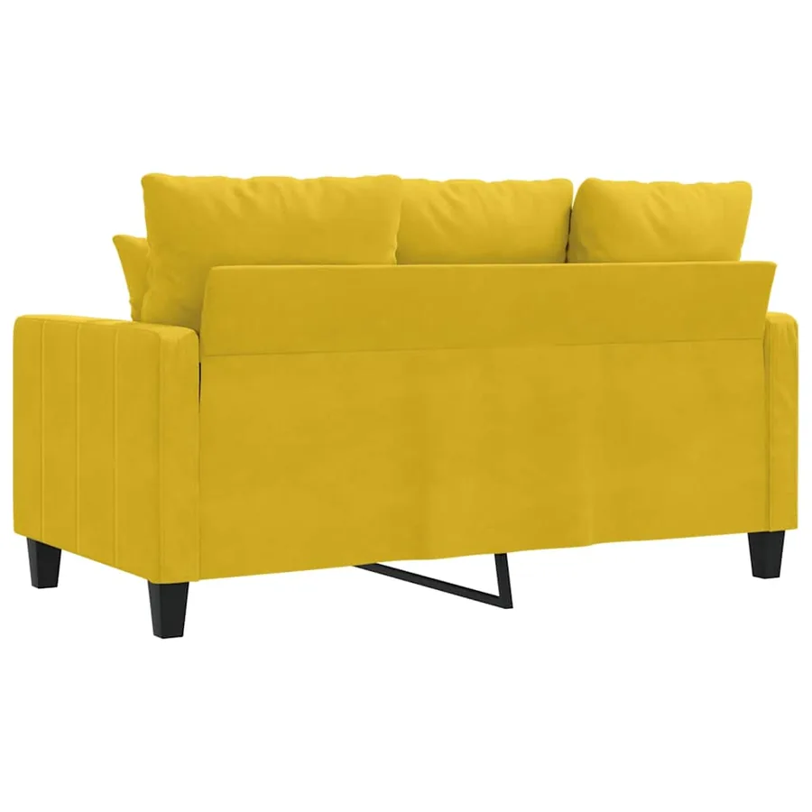 Canapé à 2 places Jaune 120 cm Velours - 6