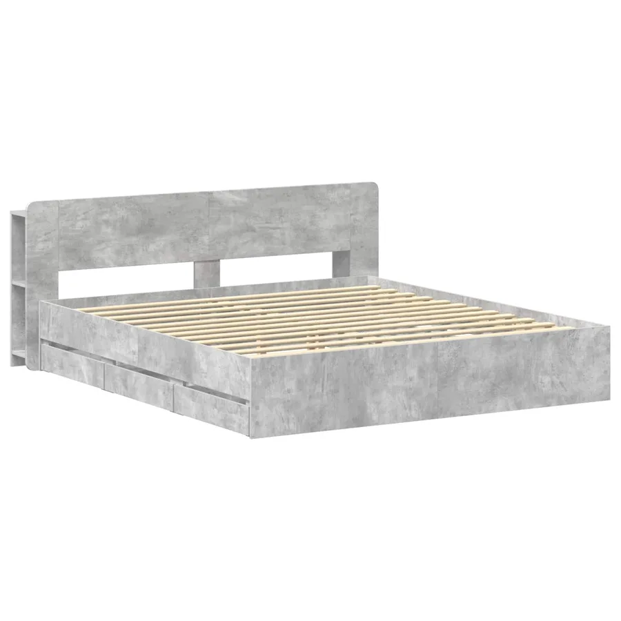 Cadre de lit avec rangement Gris béton 180 x 200 cm - 3