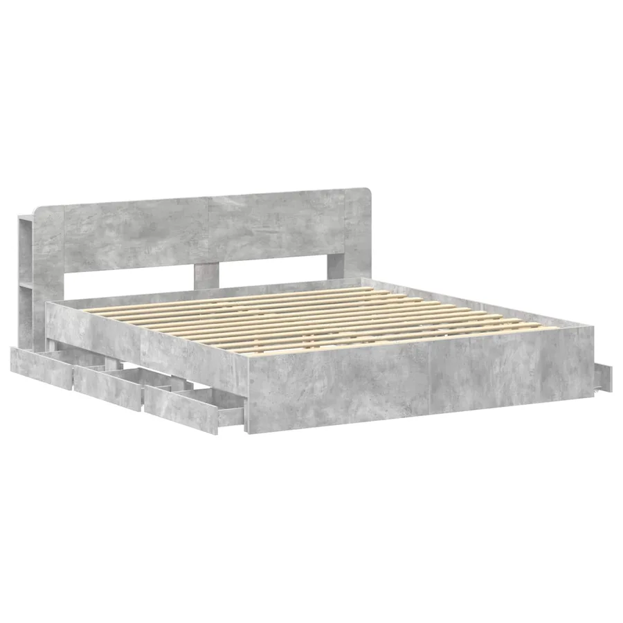 Cadre de lit avec rangement Gris béton 180 x 200 cm - 4