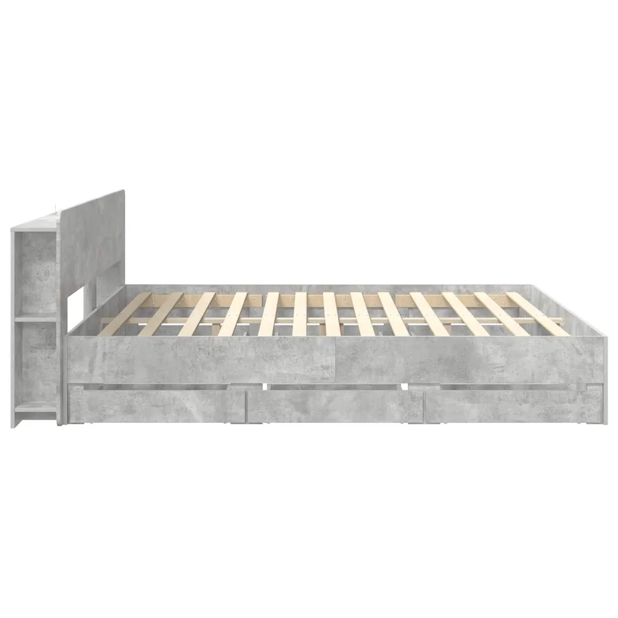 Cadre de lit avec rangement Gris béton 180 x 200 cm - 5