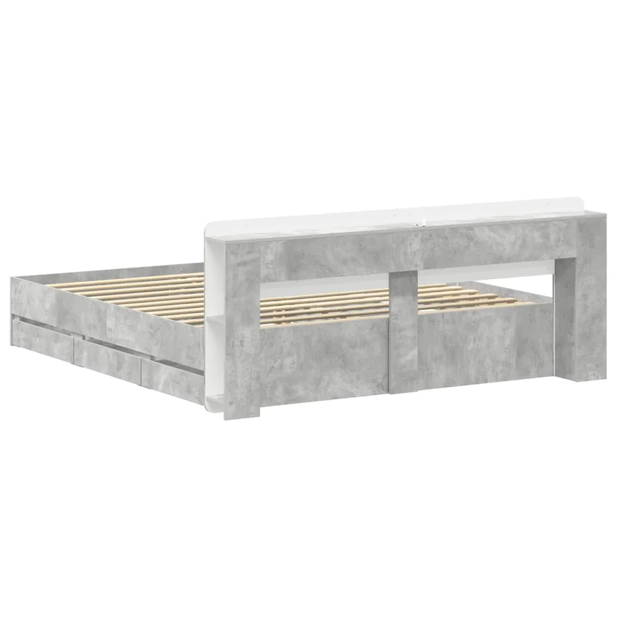 Cadre de lit avec rangement Gris béton 180 x 200 cm - 6