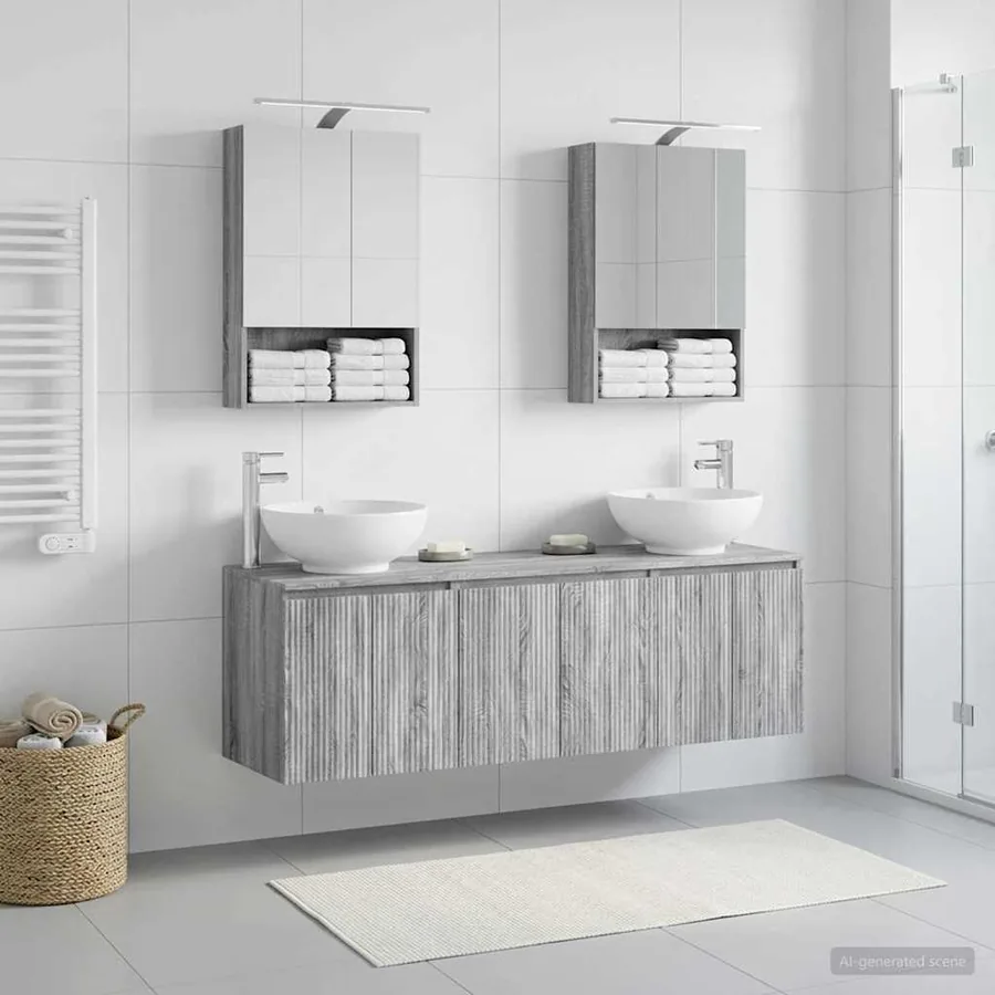 Ensemble d'armoire de salle de bain 5 pcs Sonoma gris