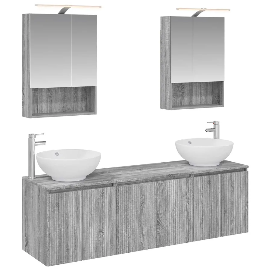 Ensemble d'armoire de salle de bain 5 pcs Sonoma gris - 2