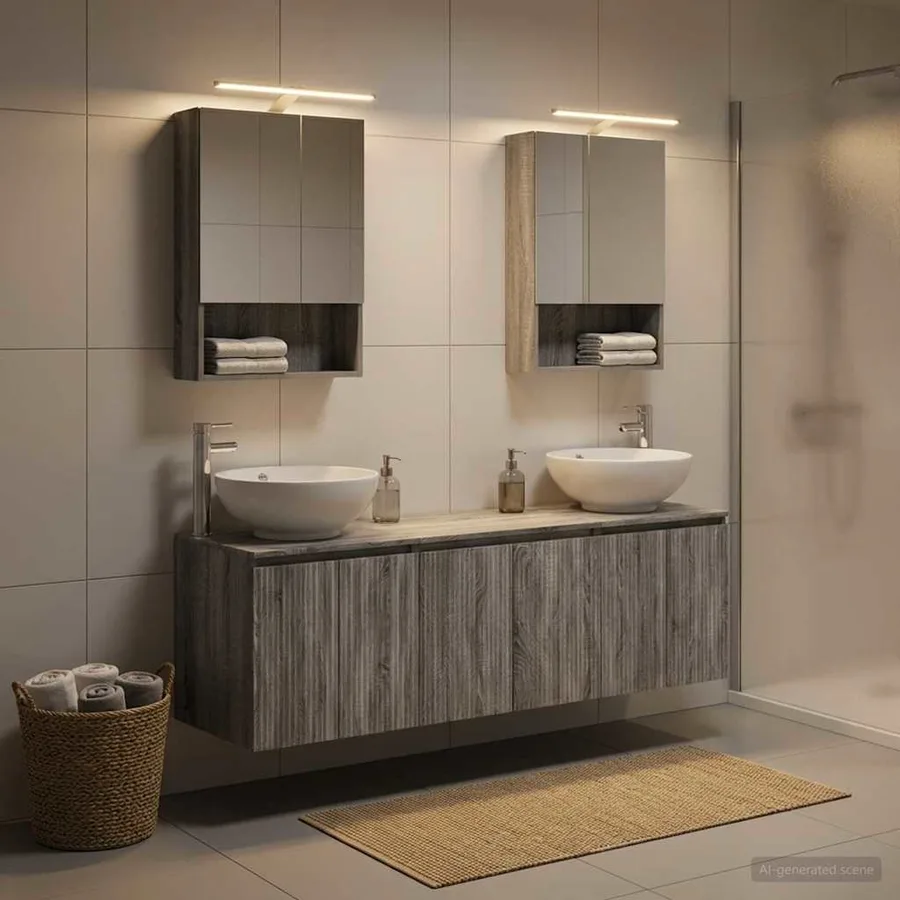 Ensemble d'armoire de salle de bain 5 pcs Sonoma gris - 4