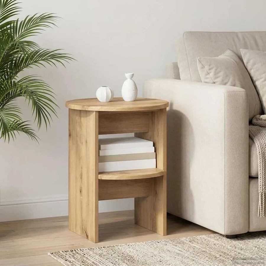 Meuble d'appoint Chêne Artisanal Ø40 x 50 cm Bois d’ingénierie