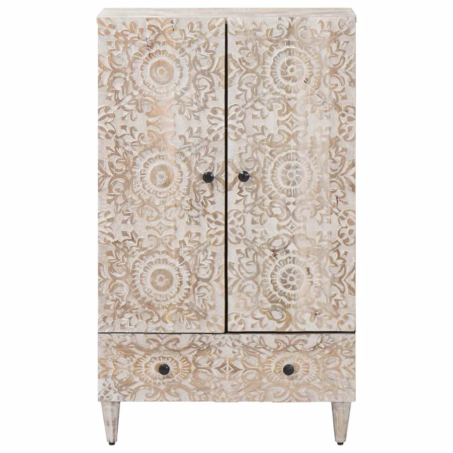 Buffet Haut Blanc 60 x 33,5 x 100 cm Bois de mangue massif - 3