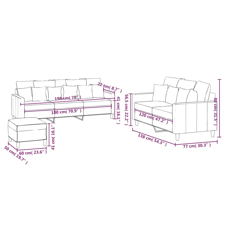 Ensemble de canapés 3 pcs avec coussins Jaune Velours - 9