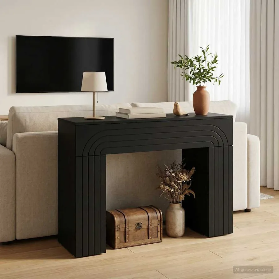 Table basse Noir 102 x 35 x 75 cm Bois d'ingénierie - 4