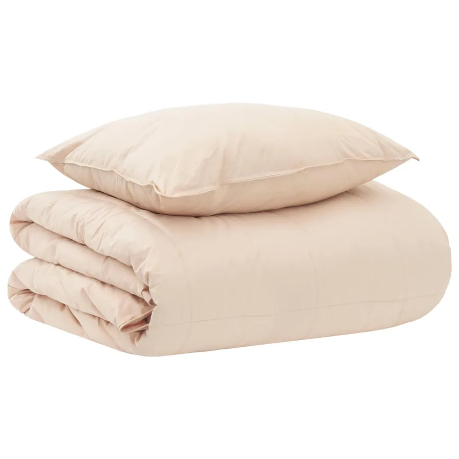 Ensemble de Duvet Beige 137 x 200 cm Coton, Kapok, Polyester
