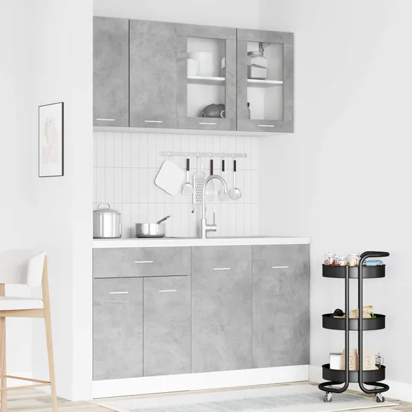 Unité de cuisine Lyon 4 pcs Gris béton Bois d'ingénierie