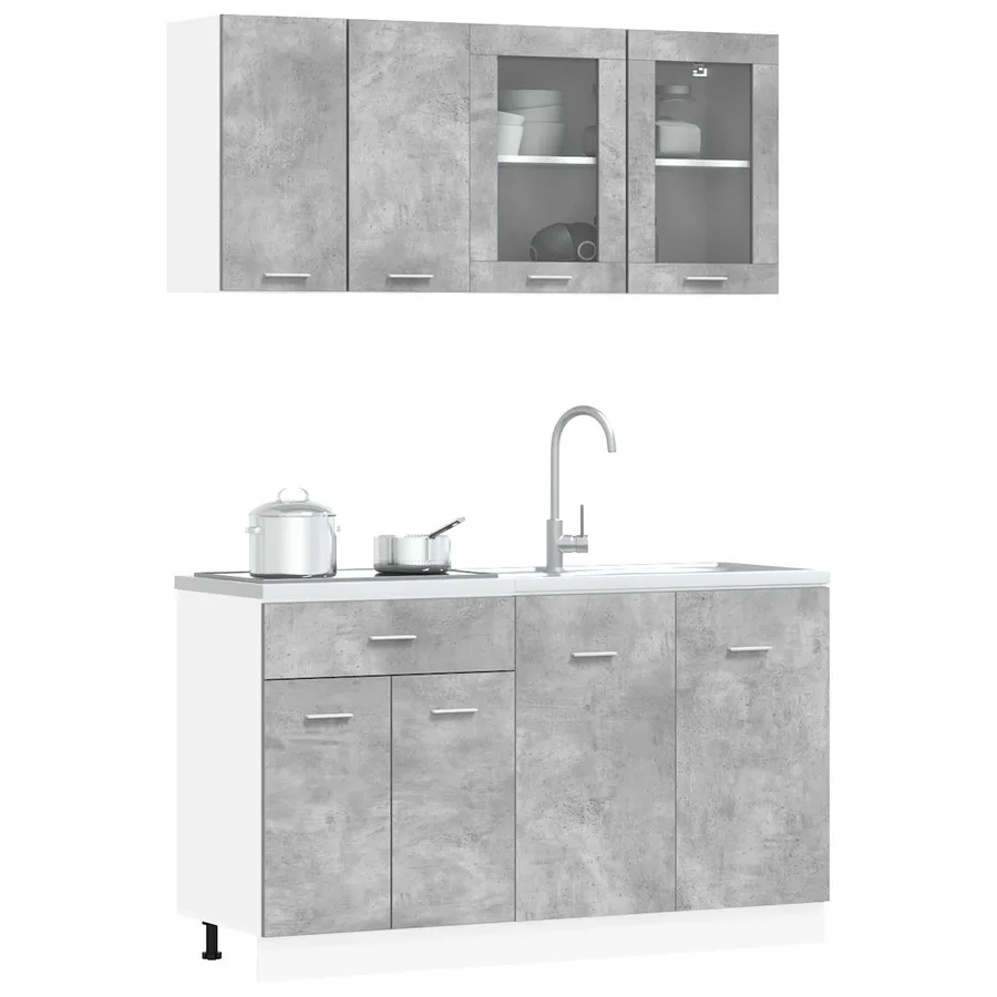 Unité de cuisine Lyon 4 pcs Gris béton Bois d'ingénierie - 3