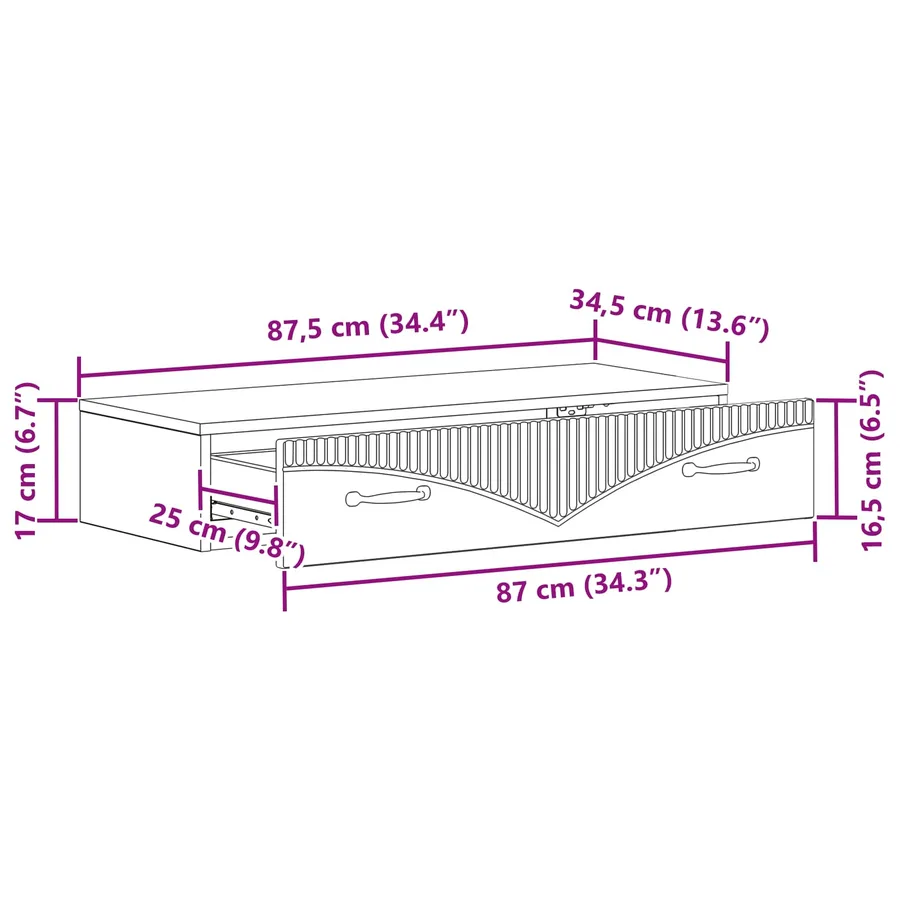 Table d'appoint murale Chêne Sonoma 87,5 x 34,5 x 17 cm - 8