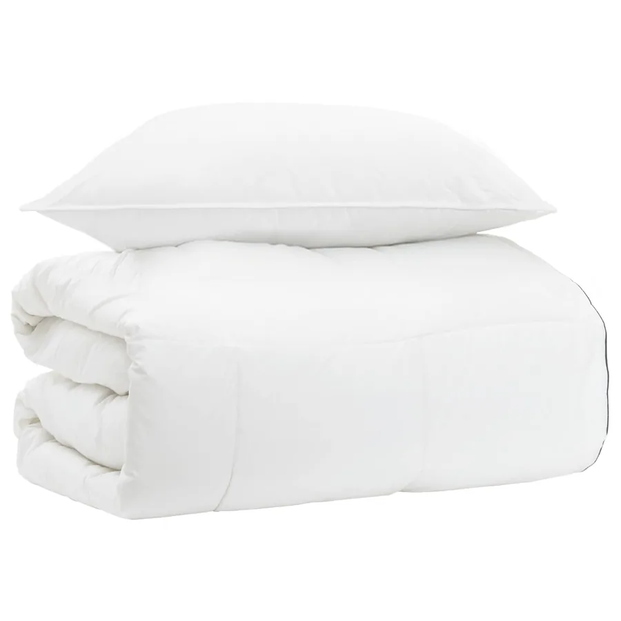 Ensemble de Duvet Blanc 135 x 200 cm Coton, Bambou, Polyester