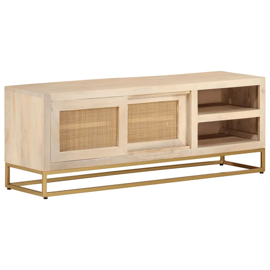 Meuble TV 110x30x40 cm bois massif de manguier et fer - 2