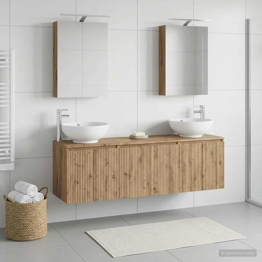 Ensemble d'armoire de salle de bain 5 pc Chêne artisanal