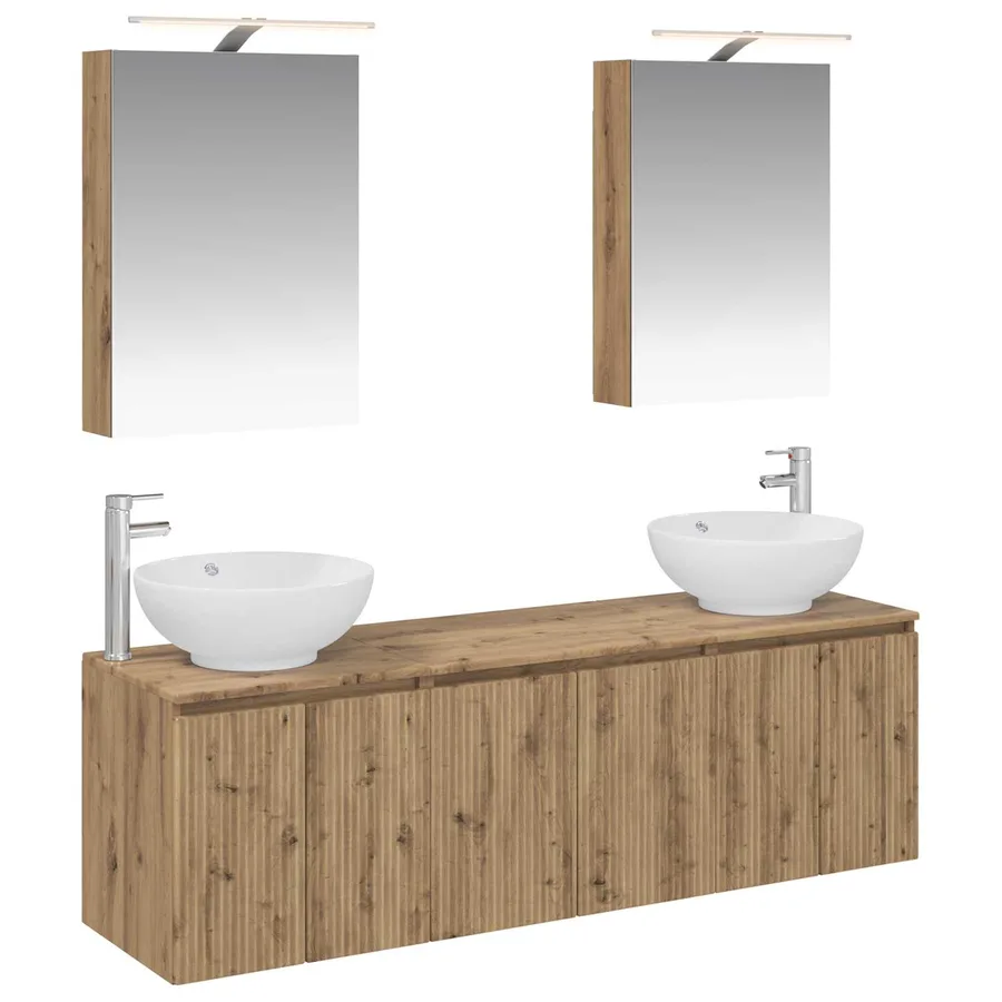 Ensemble d'armoire de salle de bain 5 pc Chêne artisanal - 2