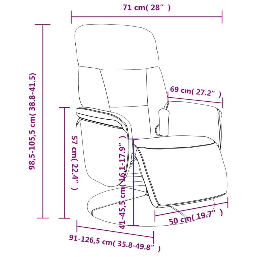 Fauteuil inclinable de massage repose-pied gris clair velours - 11