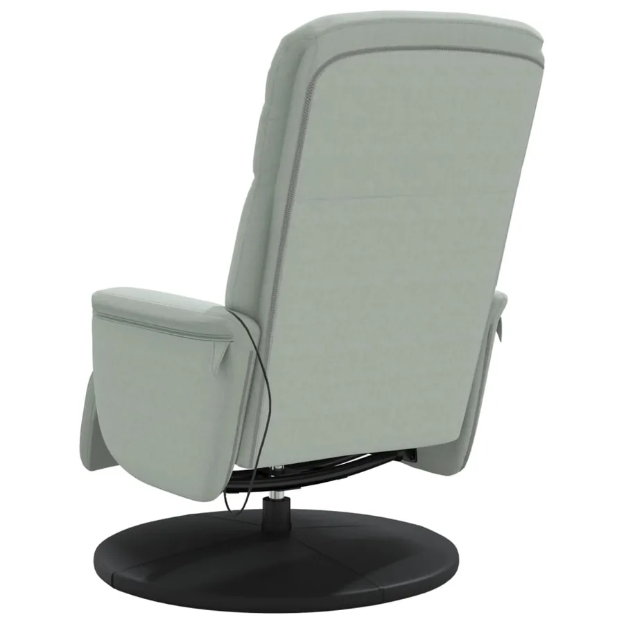 Fauteuil inclinable de massage repose-pied gris clair velours - 6