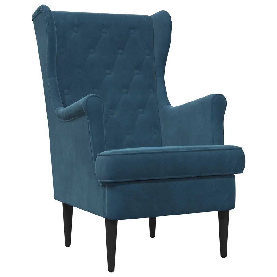 Fauteuil Bleu Velours - 2